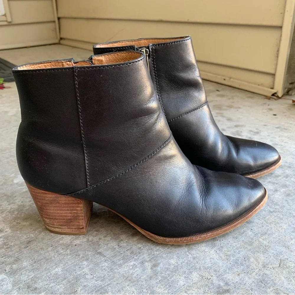 Madewell Black Leather Ankle Boots 8